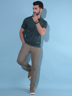 CRIMSOUNE CLUB Slim Fit Men Dark Green Trousers