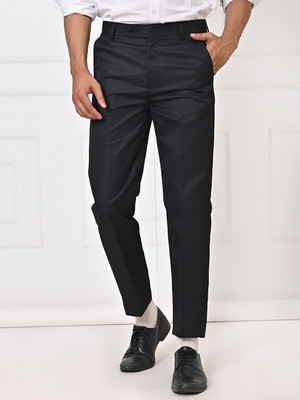 ALMONDS Slim Fit Men Black Trousers