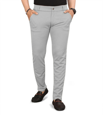 DARSHAN CREATION Slim Fit Men Silver Trousers