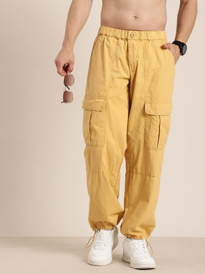 HERE&NOW Regular Fit Men Yellow Trousers