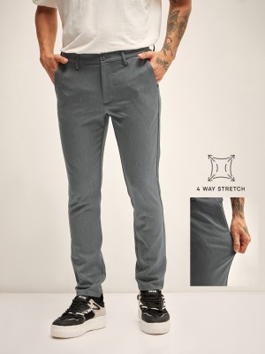 THE BEAR HOUSE Slim Fit Men Grey Trousers