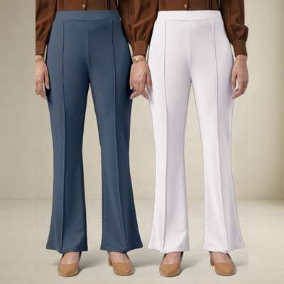 nitafashion Comfort Fit, Regular Fit Women White, Blue Trousers