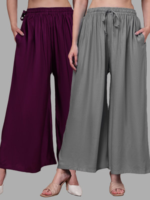 VALLES365 by S.c. Flared Women Grey, Purple Trousers