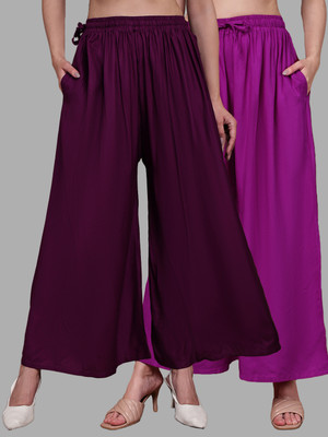 VALLES365 by S.c. Flared Women Pink, Purple Trousers