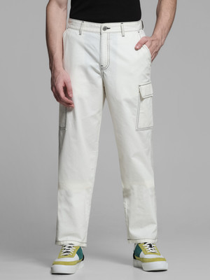 JACK & JONES Regular Fit Men White Trousers