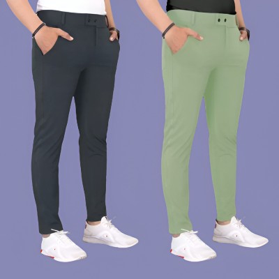 GIBBONTE Slim Fit Men Grey, Green Trousers