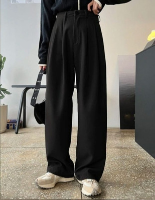 gntrends Loose Fit Women Black Jeans