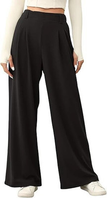 SQEW Loose Fit Women Black Trousers