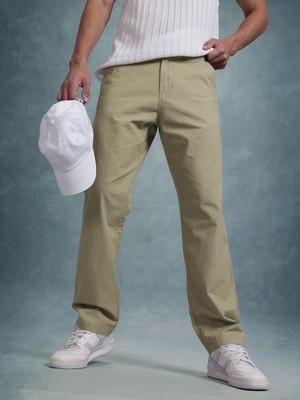 Roadster Straight Fit Men Green Trousers
