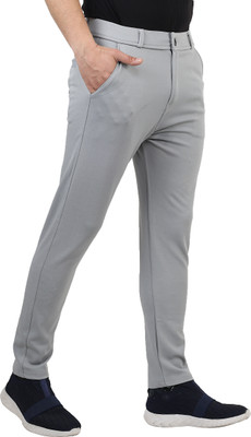 TopQore Solid Men Silver Track Pants