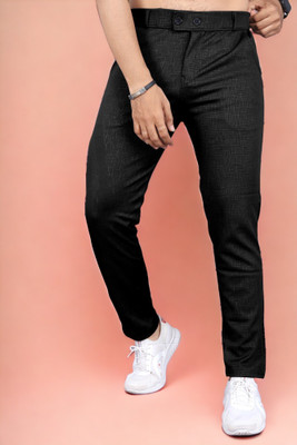 INDICLUB Slim Fit Men Black Trousers