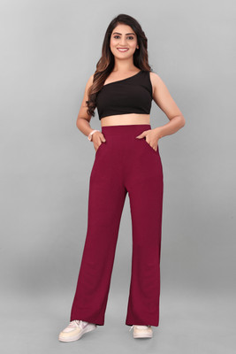 sai fashion Comfort Fit Women Maroon Trousers