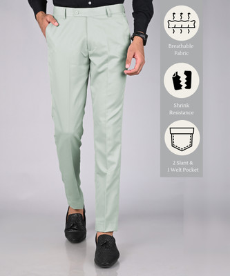 STREETVIBES Regular Fit Men Light Green Trousers