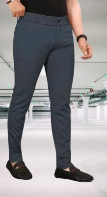 CIVIRASTYLE Slim Fit Men Grey Trousers