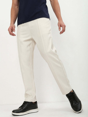SHOWOFFFF Straight Fit Men Cream Trousers