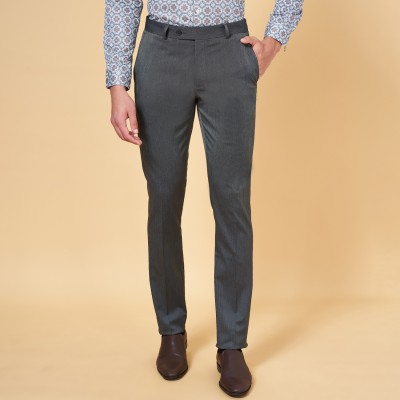 Peregrine by Pantaloons Slim Fit Men Grey Trousers