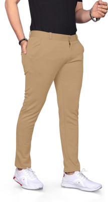 karm creation Slim Fit Men Brown Trousers