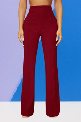 SKD TRENDZ Comfort Fit, Regular Fit Women Maroon Trousers