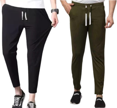SHIVA Regular Fit Men Black, Dark Green Trousers