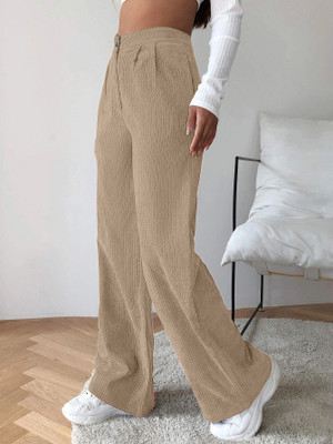 Rajovati Loose Fit Women Cream Trousers