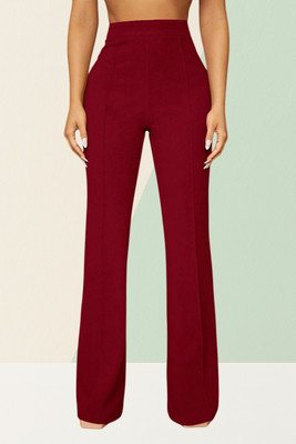 SKD TRENDZ Comfort Fit, Regular Fit Women Maroon Trousers