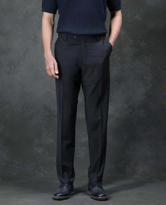 RARE RABBIT Regular Fit Men Black Trousers