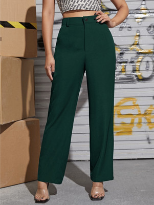 GREEN-SHADE Regular Fit Women Dark Green Trousers