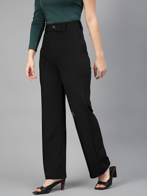 flying girls Comfort Fit Women Black Trousers