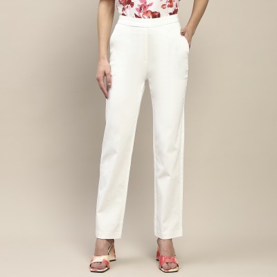 MADAME Straight Fit Women White Trousers