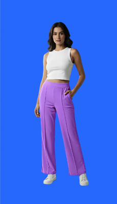 DISCOFASHIONHUB Straight Fit Women Purple Trousers