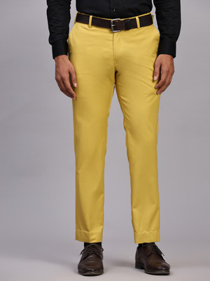 Mans Fab Regular Fit Men Yellow Trousers