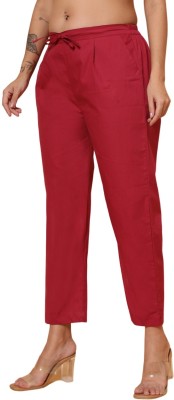 JAIPORIUM Straight Fit Women Maroon Trousers