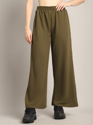 A nd J Loose Fit Women Dark Green Trousers