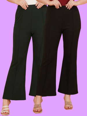 Parona Regular Fit Women Green, Black Trousers