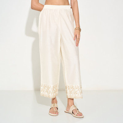 Rangmanch by Pantaloons Straight Fit Women White Trousers