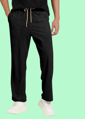 NIVEDANM Relaxed Men Black Trousers