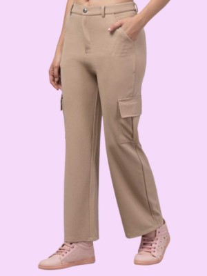 Trendoraa Regular Fit Women Beige Trousers