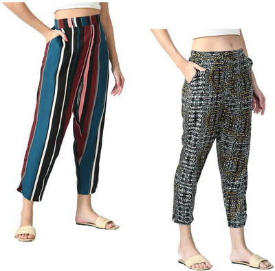 Indistar Regular Fit Women Blue, Grey Trousers