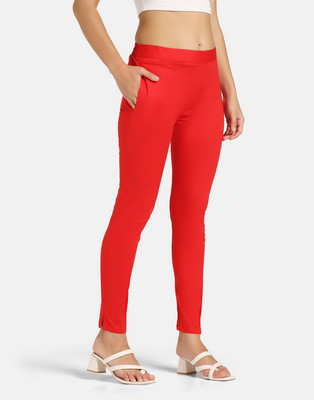 Cryptic Slim Fit Women Red Trousers