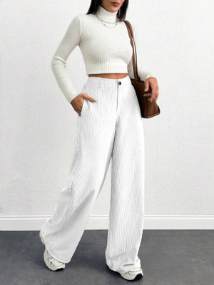 Rajovati Loose Fit Women White Trousers