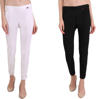 EZIA OUTFIT Slim Fit Women White, Black Trousers