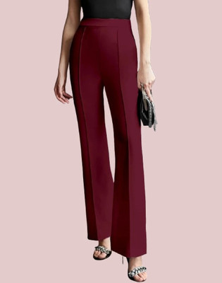 HouseOfCommon Regular Fit Women Maroon Trousers