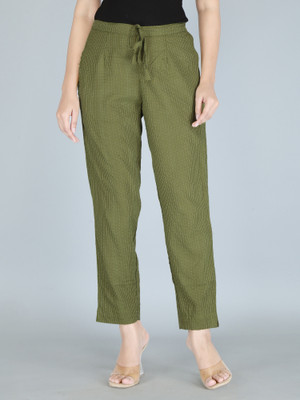 Kriftee Regular Fit Women Green Trousers