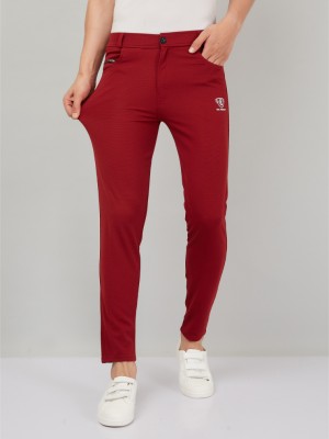 We Perfect Slim Fit Men Maroon Trousers