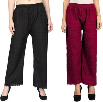 ANURUPAM FASHION Flared Women Black, Maroon Trousers