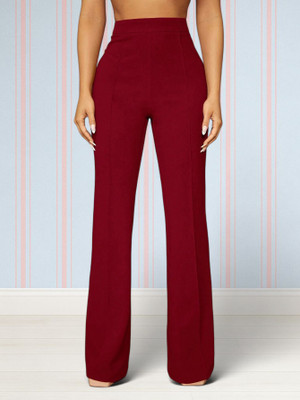 nitafashion Comfort Fit, Regular Fit Women Maroon Trousers
