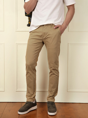 WROGN Slim Fit Men Khaki Trousers