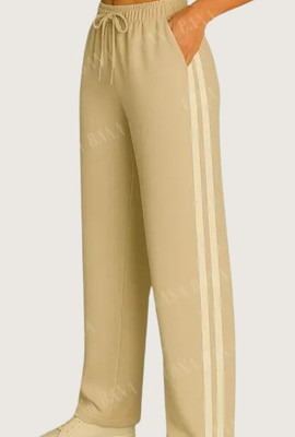 GLAMHOOD Loose Fit Women Beige Trousers