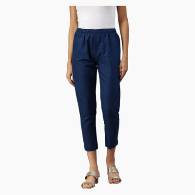 High Glitz Regular Fit Women Dark Blue Trousers