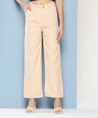 Aarika Regular Fit Girls Beige Trousers